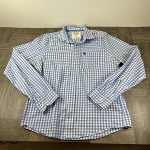 Abercrombie & Fitch Shirt XL Long Sleeve Mens Blue Button Up Plaid Muscle